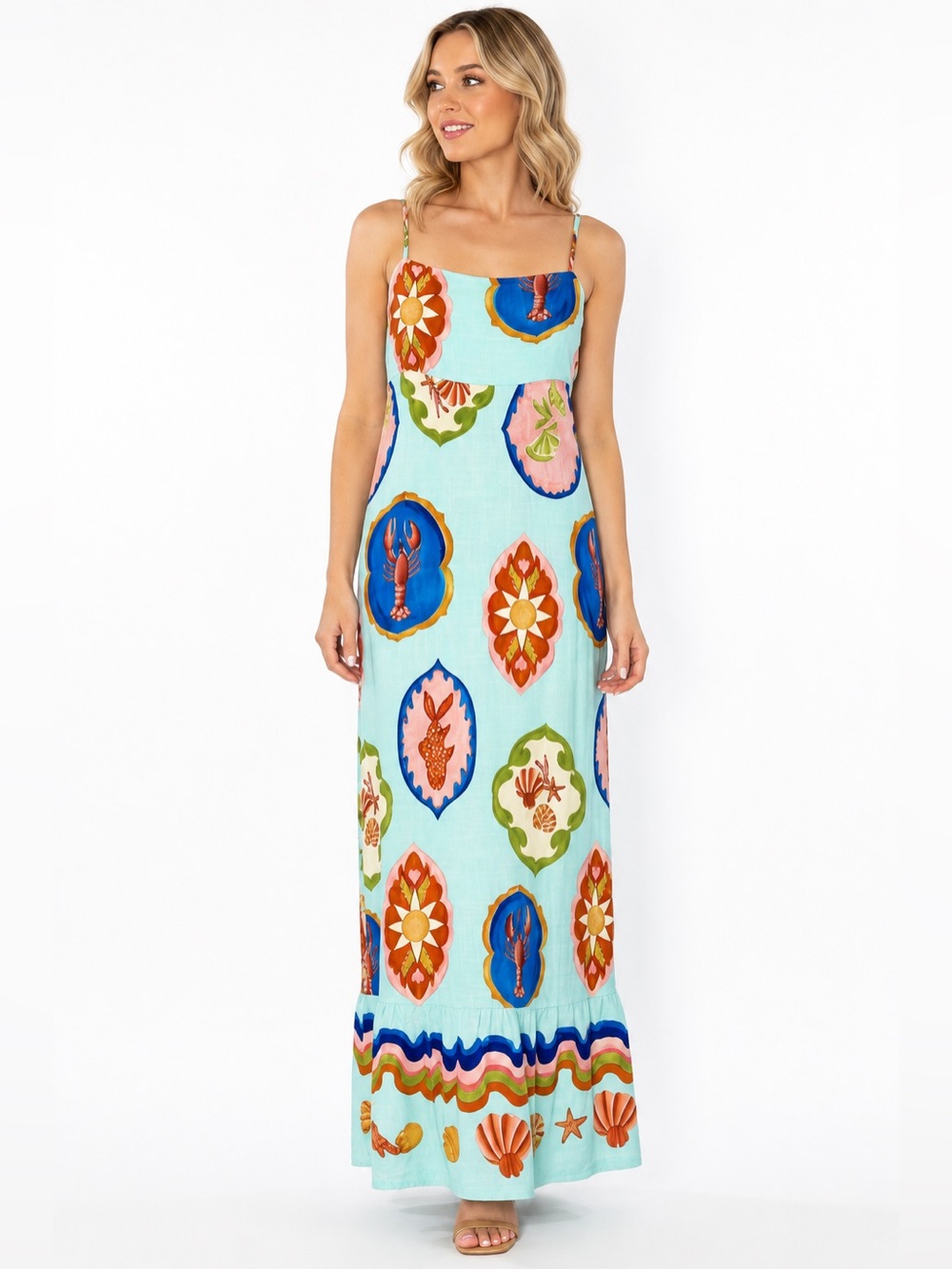 NWT Label of Love Anthropologie Coastal Boardwalk Maxi Dress - Size Medium -Blue